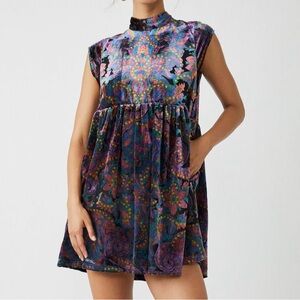 Free People All the Time Velvet Mini Dress